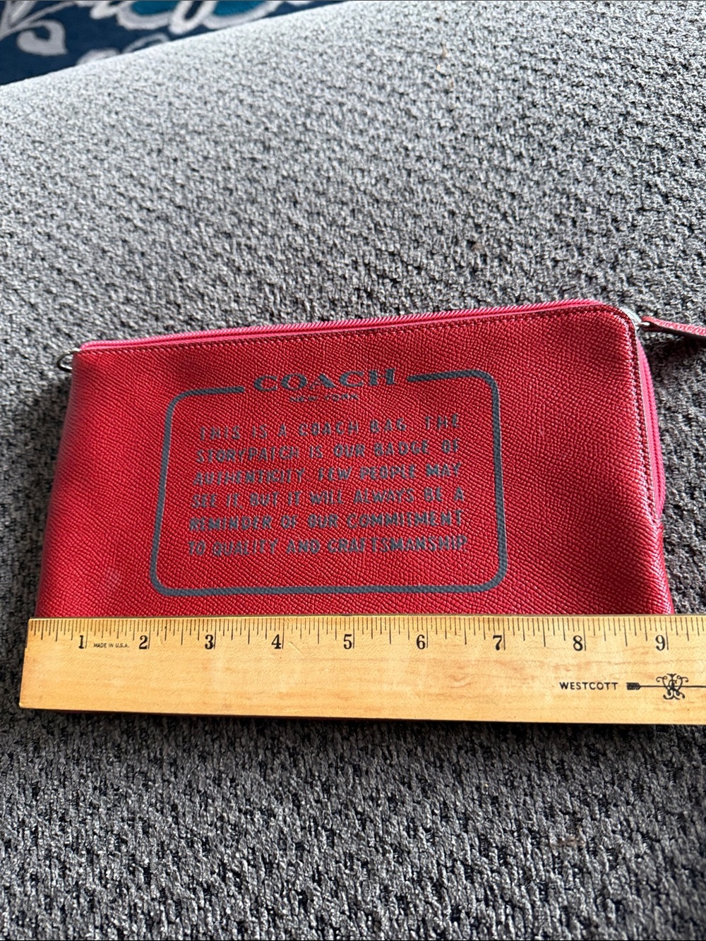 The Coach story bright Red zippered Clutch bag/ Travel Pouch - Picture 5 of 6